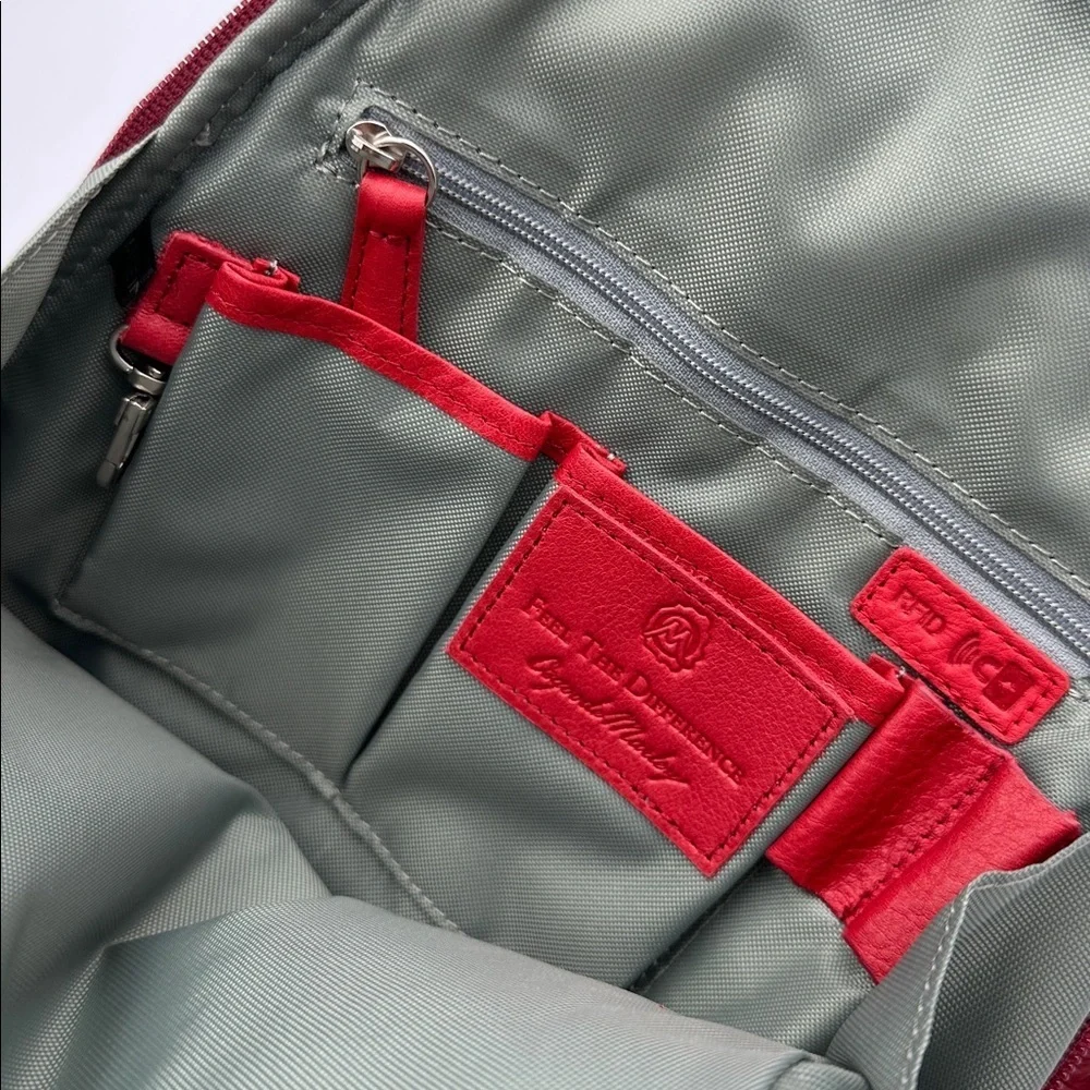 Osgoode Marley Teardrop Multi Zip Leather Backpack in Lipstick Red NWOT